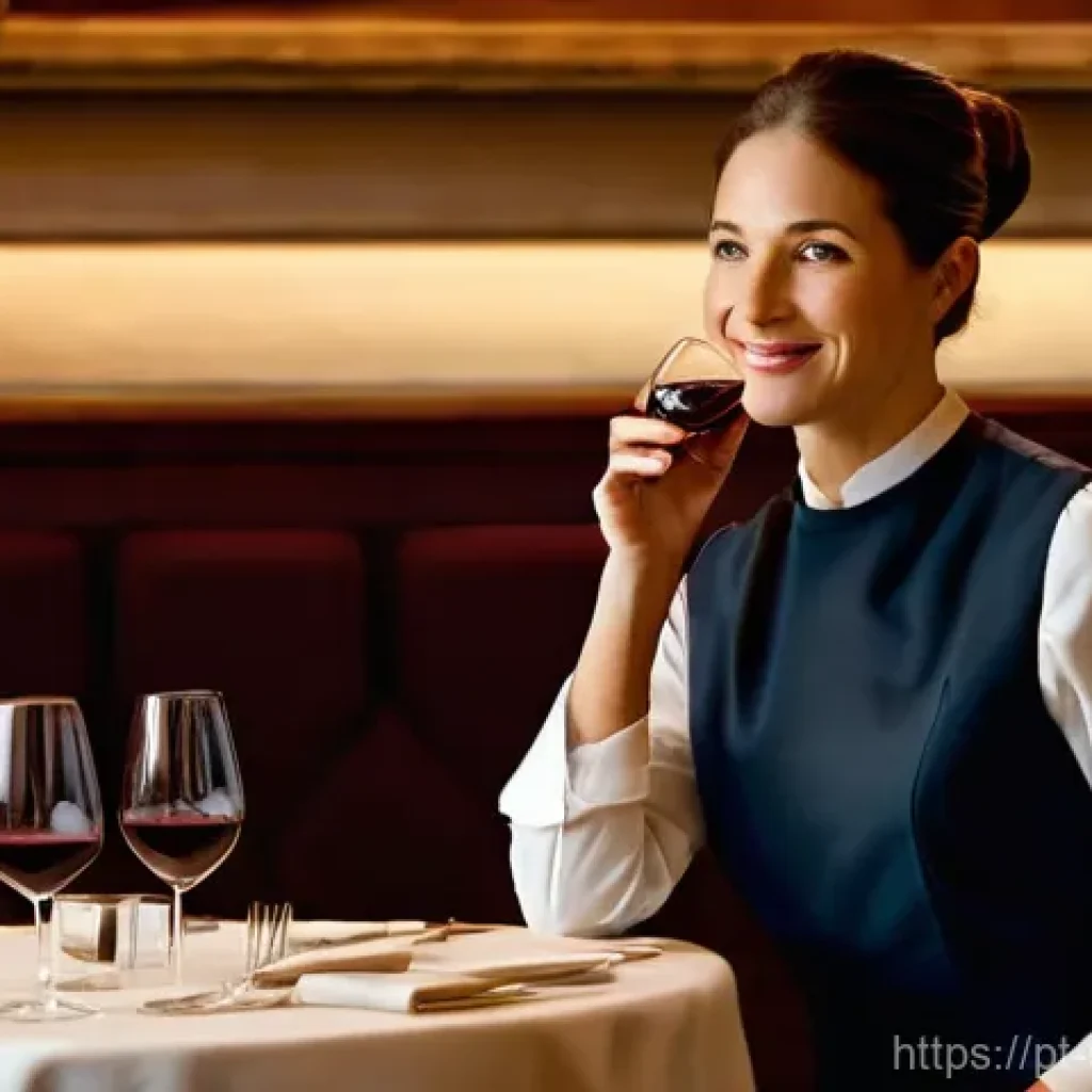소믈리에가 다룬 어려운 고객 사례 - **Prompt: Deciphering the Palate**
A sophisticated sommelier, a woman in her late 30s with her h...
